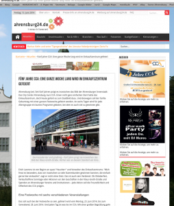 ahrensburg24: Links ein Jubelbericht über CCA und Lawrence – rechts die Reklame vom CCA