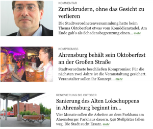 Stormarn-Redaktion vom Hamburger Abendblatt: Heute online mit Teil-Nachrichten vom Montag (Bild: HDZ)