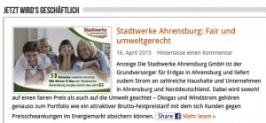 Werbung der Stadtwerke Ahrensburg auf ahrensburg24 (Bild: HDZ)