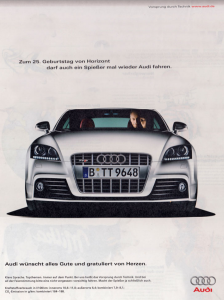 Audi-Werbung mit Audi-Fahrer Harald Dzubilla